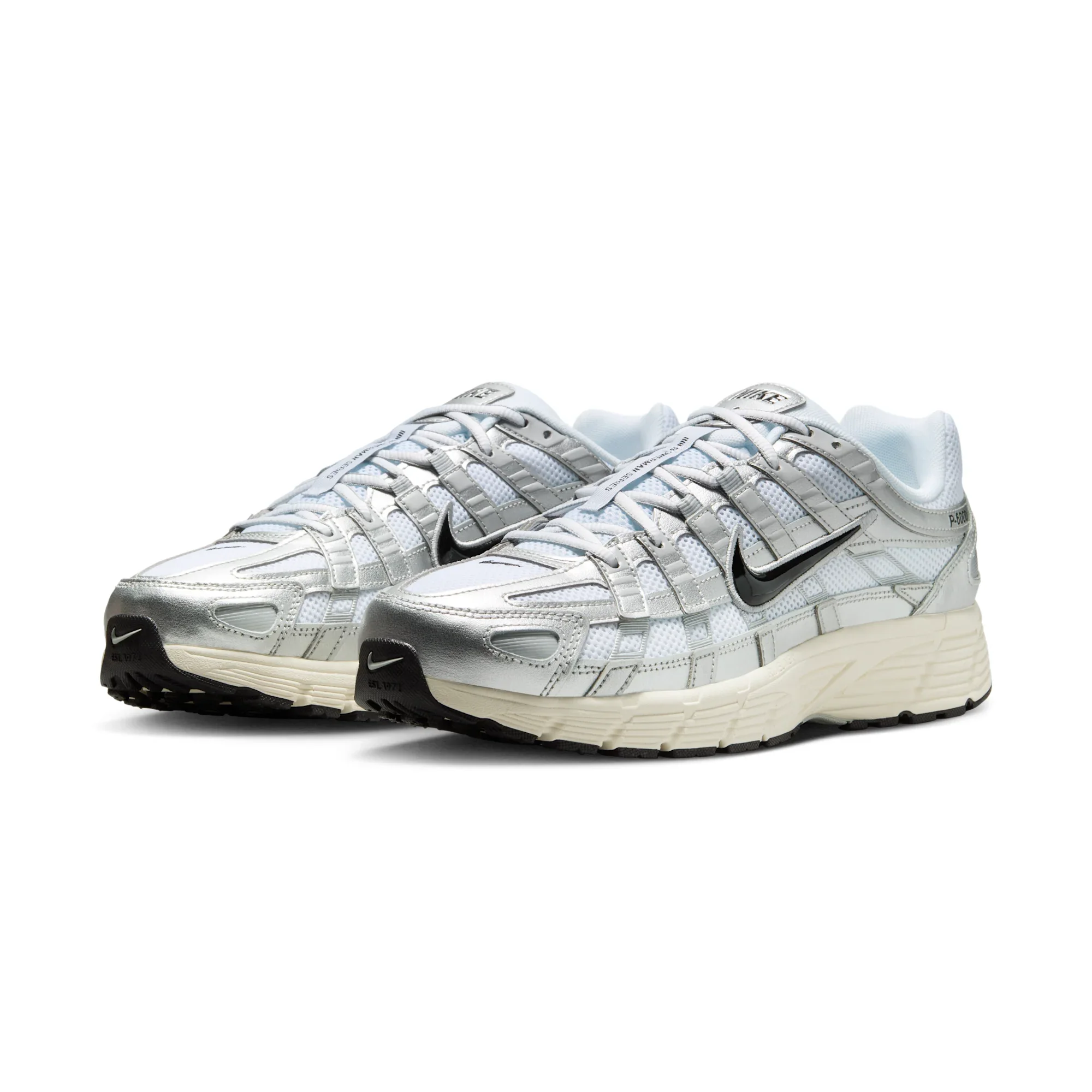 Nike P-6000 White Metallic Silver Flat Silver Black - Image 3